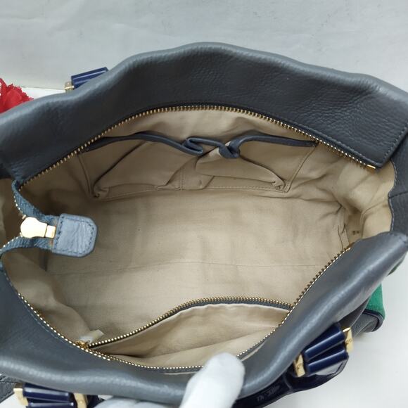 Tory Burch Multicolor Leather Suede Double Handles Zipper Satchel Shoulder Bag - Picture 10 of 16